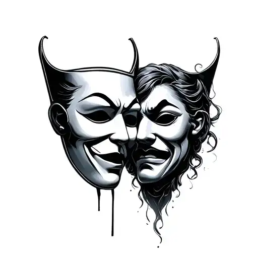 Happy And Sad Mask tattoo design idea