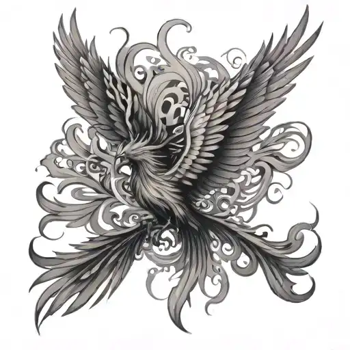 phoenix with demon wings tattoo design idea