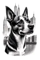 distinctive ears dog and Central Park in New York  tattoo design idea