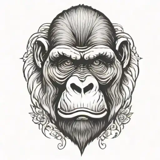 gorilla face tattoo design idea