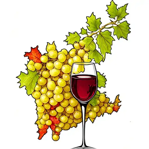 Moldova map, vine with a glass of wine and Moldavian embroidery tattoo design idea