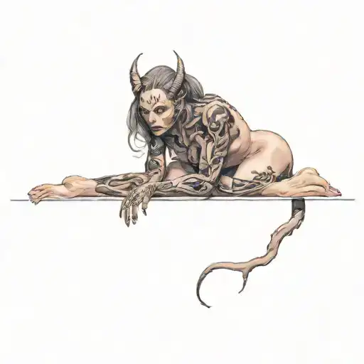 petite,nude,sexy,beautifull,full body,female,worrior,demon,anatomically correct,realism tattoo design idea