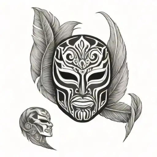 Luchador Mask, feather serpent design  tattoo design idea