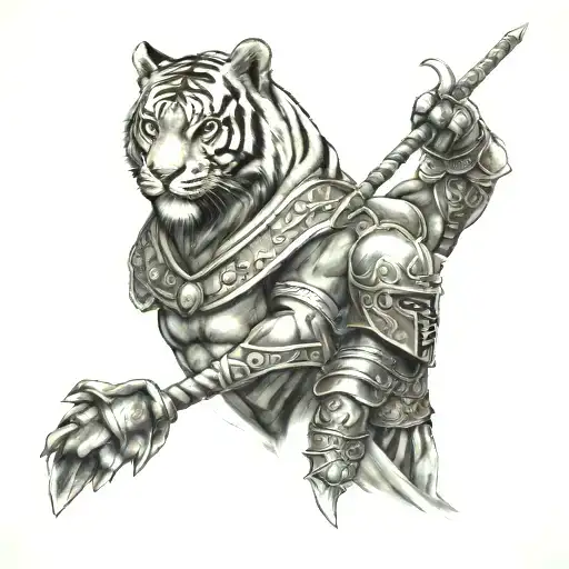 tiger and gladiator spartacus tattoo design idea