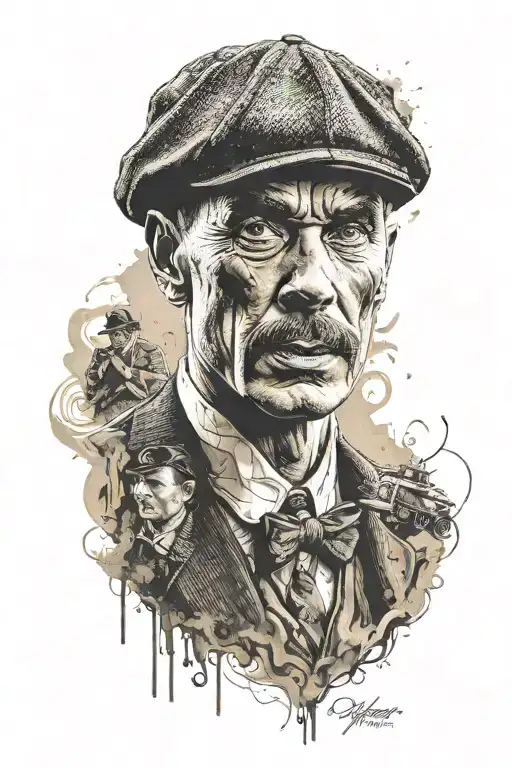 peaky blinders portrait tattoo design idea