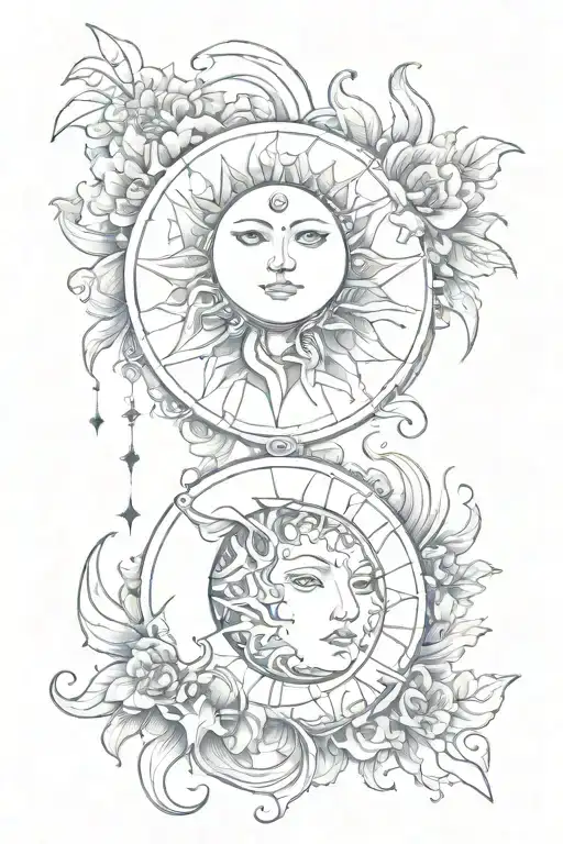 cataleya moon and sun on two tattoo design idea
