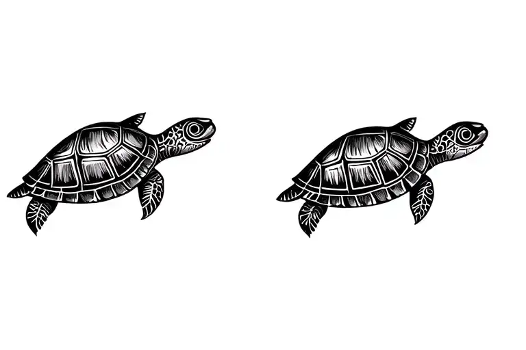 polynesian band tattoo with turtle swimming tattoo design idea