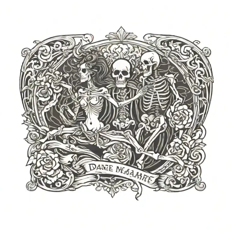 danse macabre renaissance inspired tattoo design idea