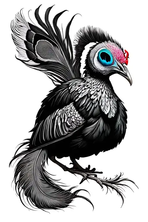 turkey father peacock feather tattoo design idea