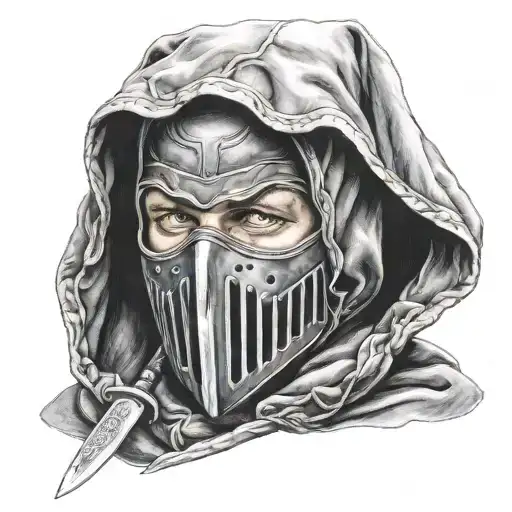 face balaclava hood knife tattoo design idea