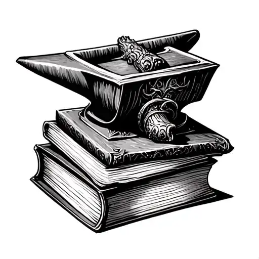 book and anvil tattoo design idea