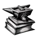 book and anvil tattoo design idea
