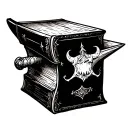 book and anvil tattoo design idea