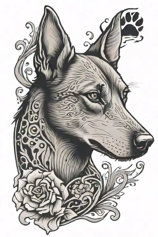 paw print inside kelpie tattoo design idea