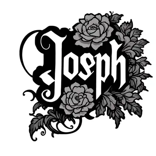 Joseph with nice fancy font and nice vines and flowers tattoo design idea