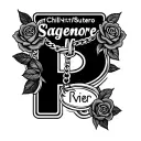 street sign saying sagemore/sutro intertwined. Chill P with roses. necklace with the name river tattoo design idea