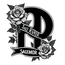 street sign saying sagemore/sutro intertwined. Chill P with roses. necklace with the name river tattoo design idea