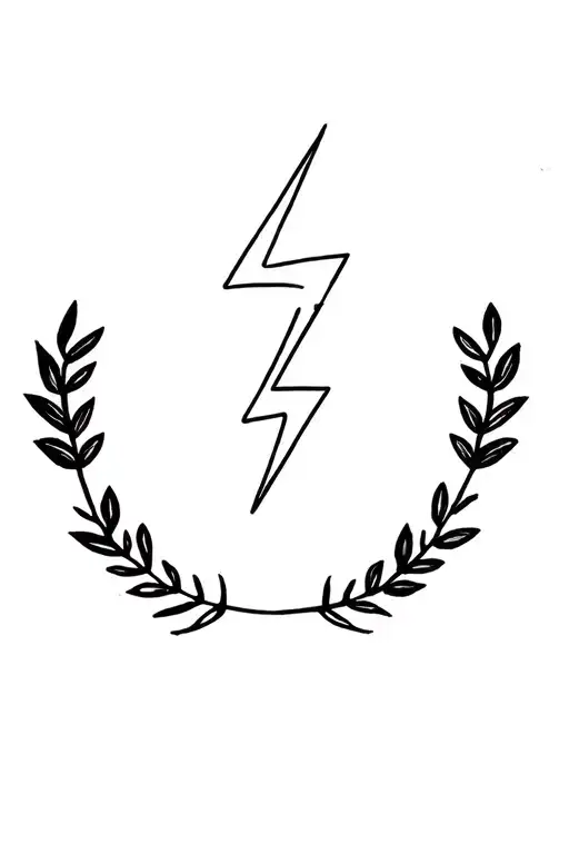 laurel leaf wreath and lightning bolt striking tattoo design idea
