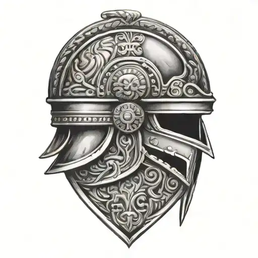 Ancient Roman helmet tattoo design idea