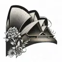 sydney opera house surrounded by aboriginal flowers tattoo design idea