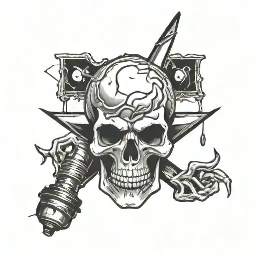 skull and noah kahan call you mom   light bulb cracked light  tattoo design idea