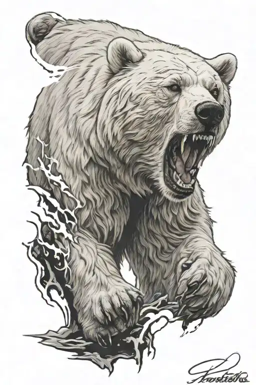 Angry White Kermode bear tattoo design idea