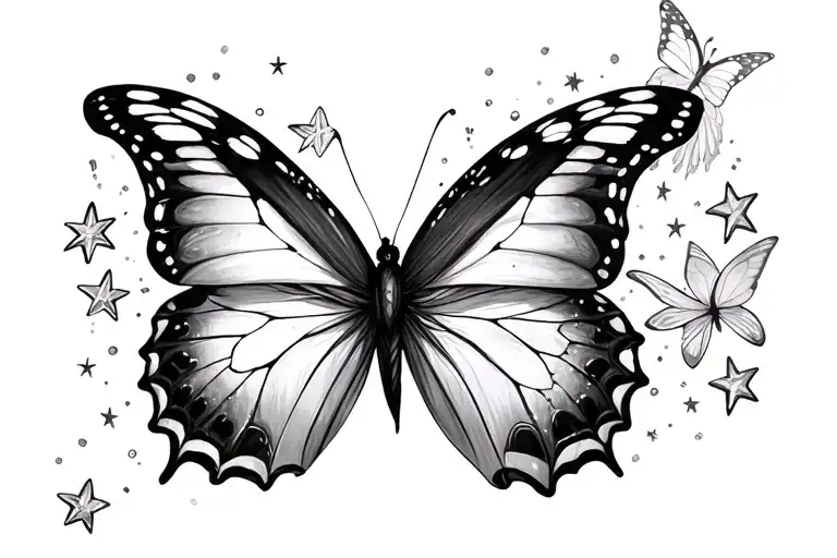 Ashlee Nicole with butterfly's and stars  tattoo design idea
