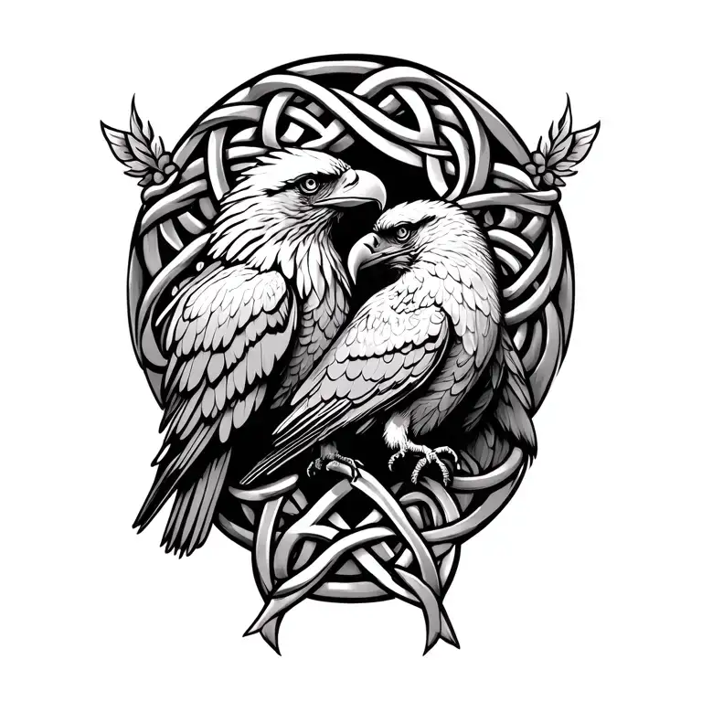 celtic knot only 2 daughters with eagle perched tattoo design idea