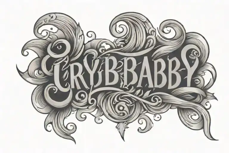 crybaby band lettering tattoo tattoo design idea
