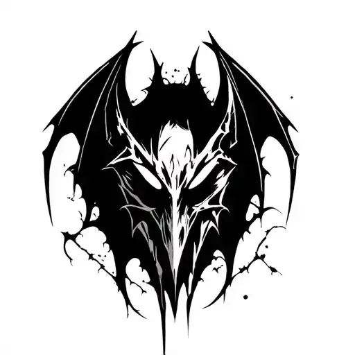 gothic bat cyber sigilism tattoo design idea