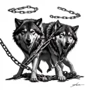 three wolves breaking chain realistic tattoo design idea