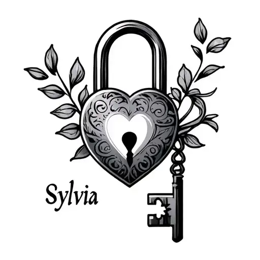 "Sylvia" lock and key symbolizing eternal love tattoo design idea