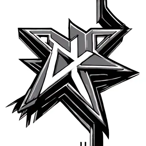 Star at 5 sides on each end letter following letters (North M, South West J, South East S, West E, East K tattoo design idea
