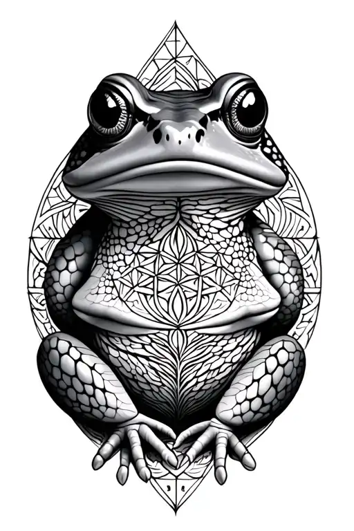 bufo toad with sacred geometry tattoo design idea