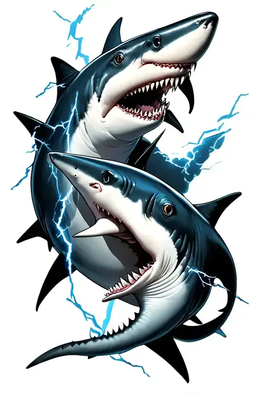 sharks and lightning tattoo design idea