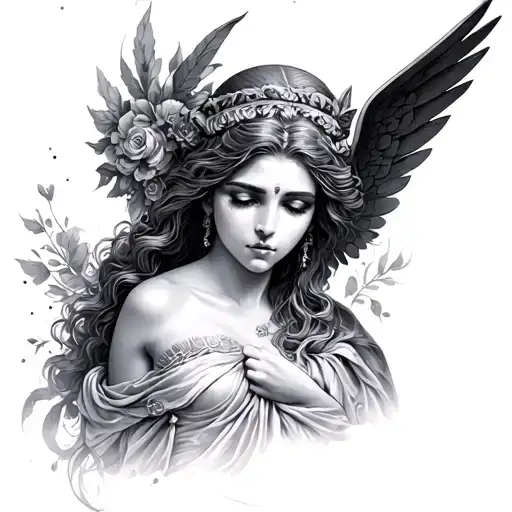 eros psyche Greek goddess sexy fit tattoo design idea