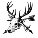 deer skull and arrow going tattoo design idea