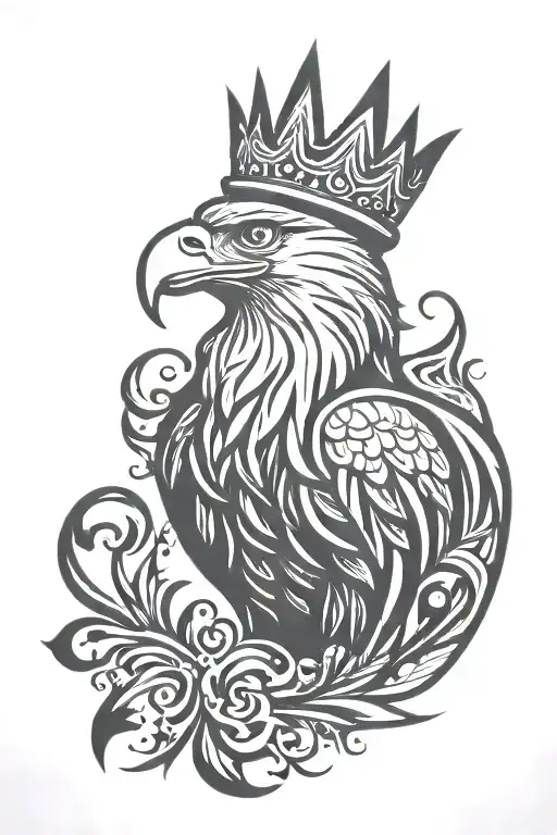 eagle royal flourish wearing crown tattoo design idea