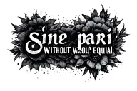  ''sine pari'' under it there is a line and under that says without equal                                         tattoo design idea