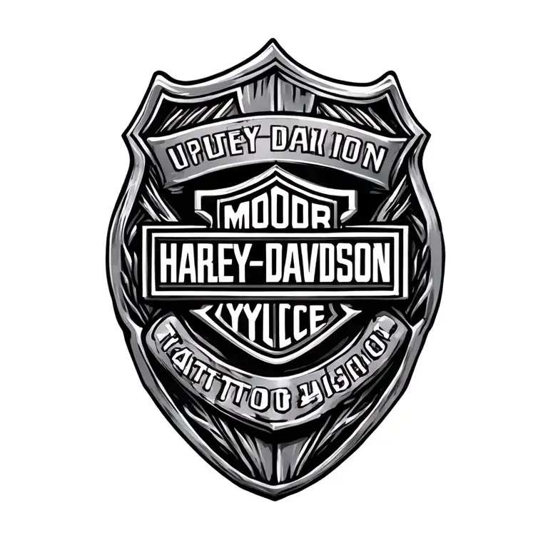 Harley Davidson and police badge incorporated tattoo design idea