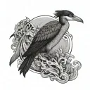 cormorant woman tattoo design idea