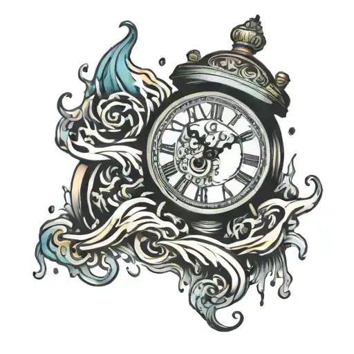 melting clock set to 818 tattoo design idea