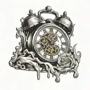 melting clock set to 818 tattoo design idea