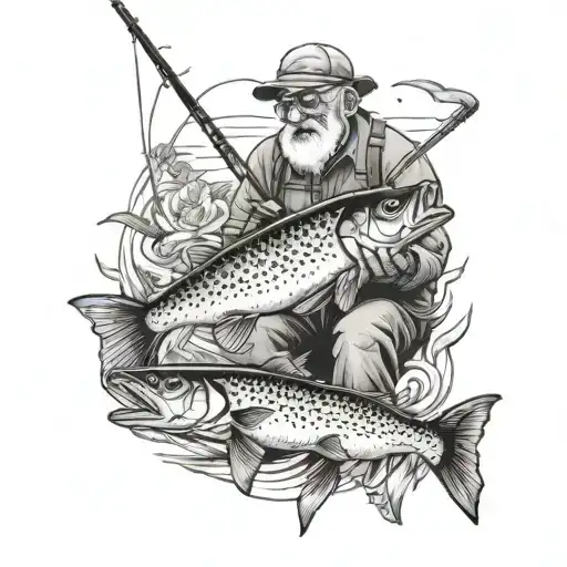 fishing, Grampa, memorial tattoo tattoo design idea