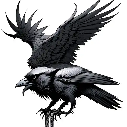 Odin's raven bindrune valnuk tattoo design idea