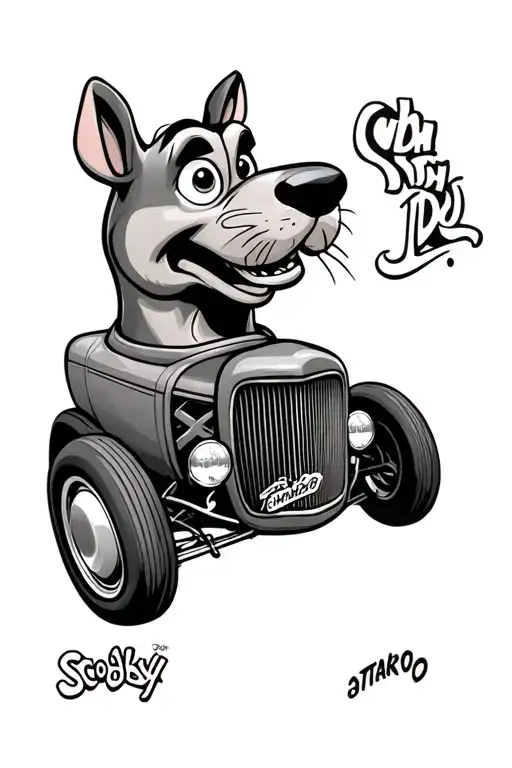 rat rod art style scooby doo tattoo design idea