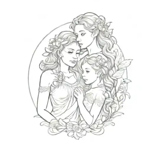 2 Daughters, Mariana and Melina. Family importance, faith, strength, courage  tattoo design idea