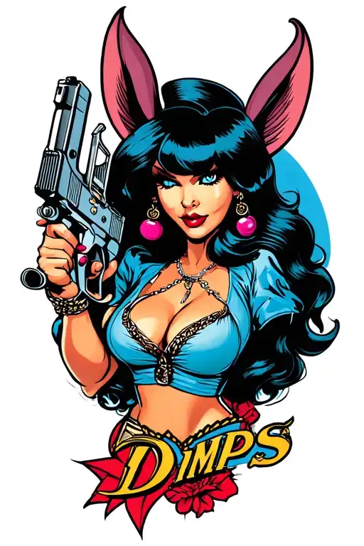 "Dimps" gangster jessica rabbit Holding a tattoo gun tattoo design idea