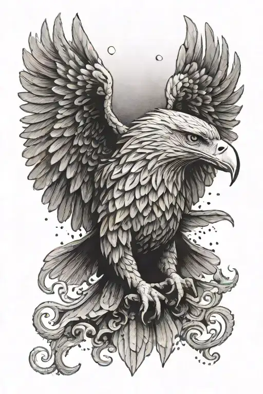 atlas, navy wings eagle face tattoo design idea