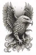 atlas, navy wings eagle face tattoo design idea